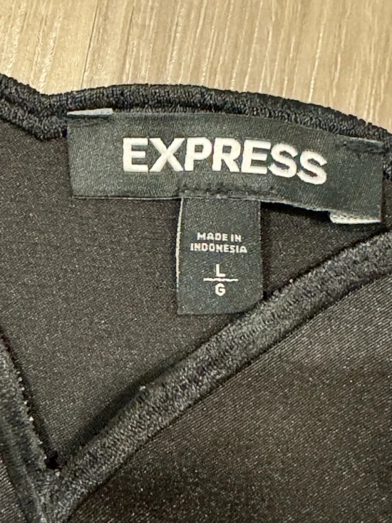 Express Black Satin Scalloped-Edge Cami - Picture 2 of 4